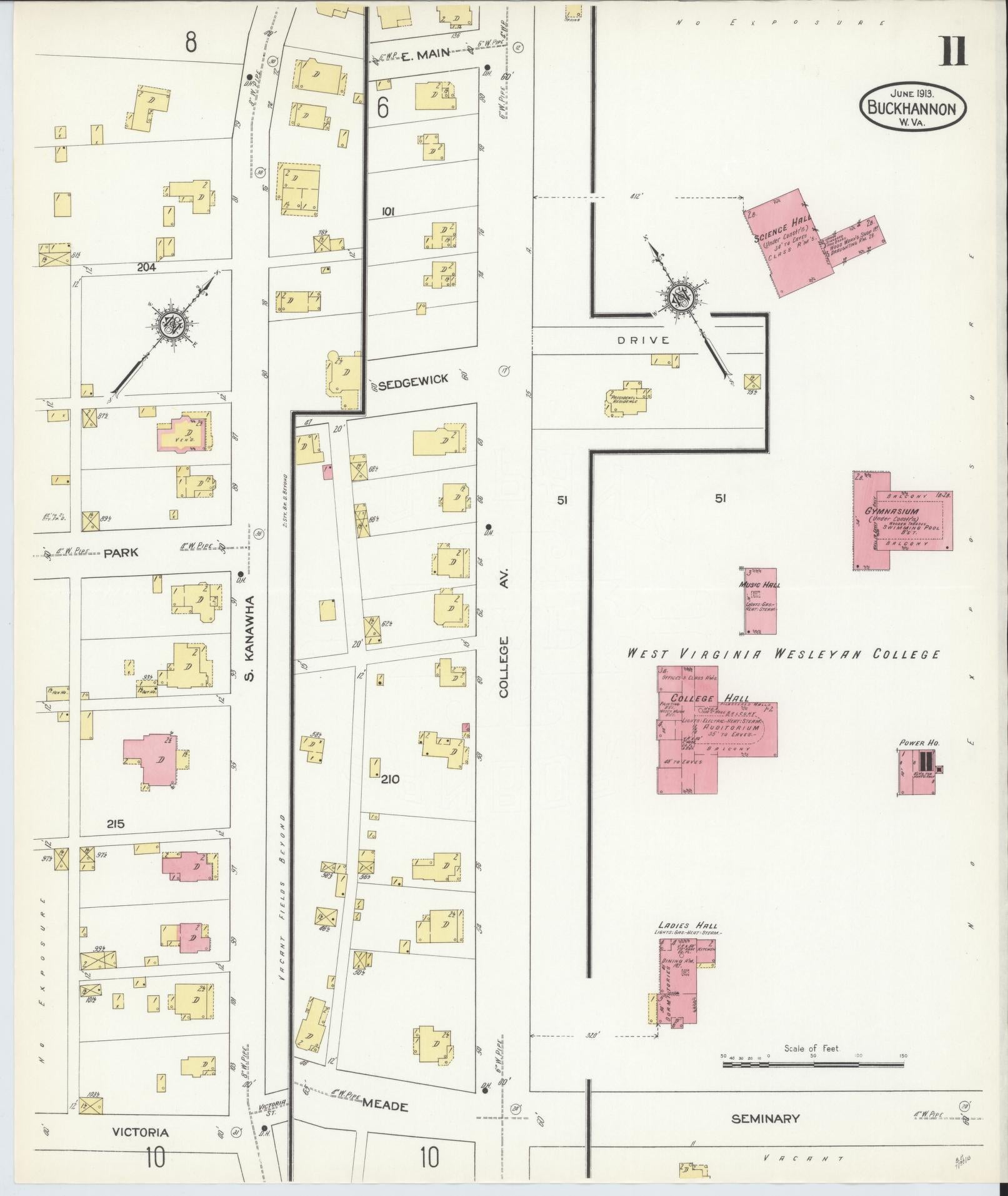 Sanborn Fire Insurance Map from Buckhannon, Upshur County, West Virginia (1913), Sheet #0011 - Complete Map Set gallery image, historic Sanborn map, vintage wall art, West Virginia West Virginia