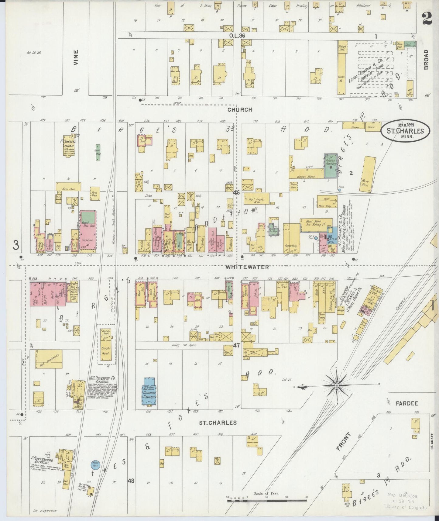 Sanborn Fire Insurance Map from Saint Charles, Winona County, Minnesota (1899), Sheet #0002 - Complete Map Set gallery image, historic Sanborn map, vintage wall art, Minnesota Minnesota