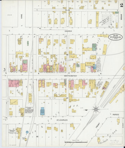 Sanborn Fire Insurance Map from Saint Charles, Winona County, Minnesota (1899), Sheet #0002 - Complete Map Set gallery image, historic Sanborn map, vintage wall art, Minnesota Minnesota