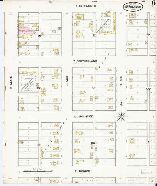 Sanborn Fire Insurance Map from Mcpherson, Mcpherson County, Kansas (1887), Sheet #0006 - Historic Sanborn Fire Insurance Map Print, vintage old map wall art, antique decor, genealogy gift, Kansas Kansas map