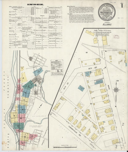 Sanborn Fire Insurance Map from Northampton, Northampton County, Pennsylvania (1911), Sheet #0001 - Historic Sanborn Fire Insurance Map Print, vintage old map wall art, antique decor, genealogy gift, Pennsylvania Pennsylvania map
