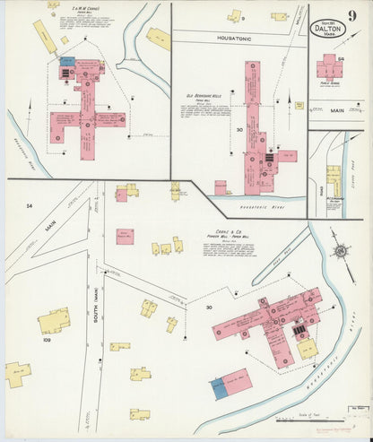 Sanborn Fire Insurance Map from Dalton, Berkshire County, Massachusetts (1911), Sheet #0009 - Complete Map Set gallery image, historic Sanborn map, vintage wall art, Massachusetts Massachusetts