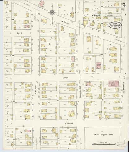 Sanborn Fire Insurance Map from Crestline, Crawford County, Ohio (1910), Sheet #0002 - Historic Sanborn Fire Insurance Map Print, vintage old map wall art, antique decor, genealogy gift, Ohio Ohio map