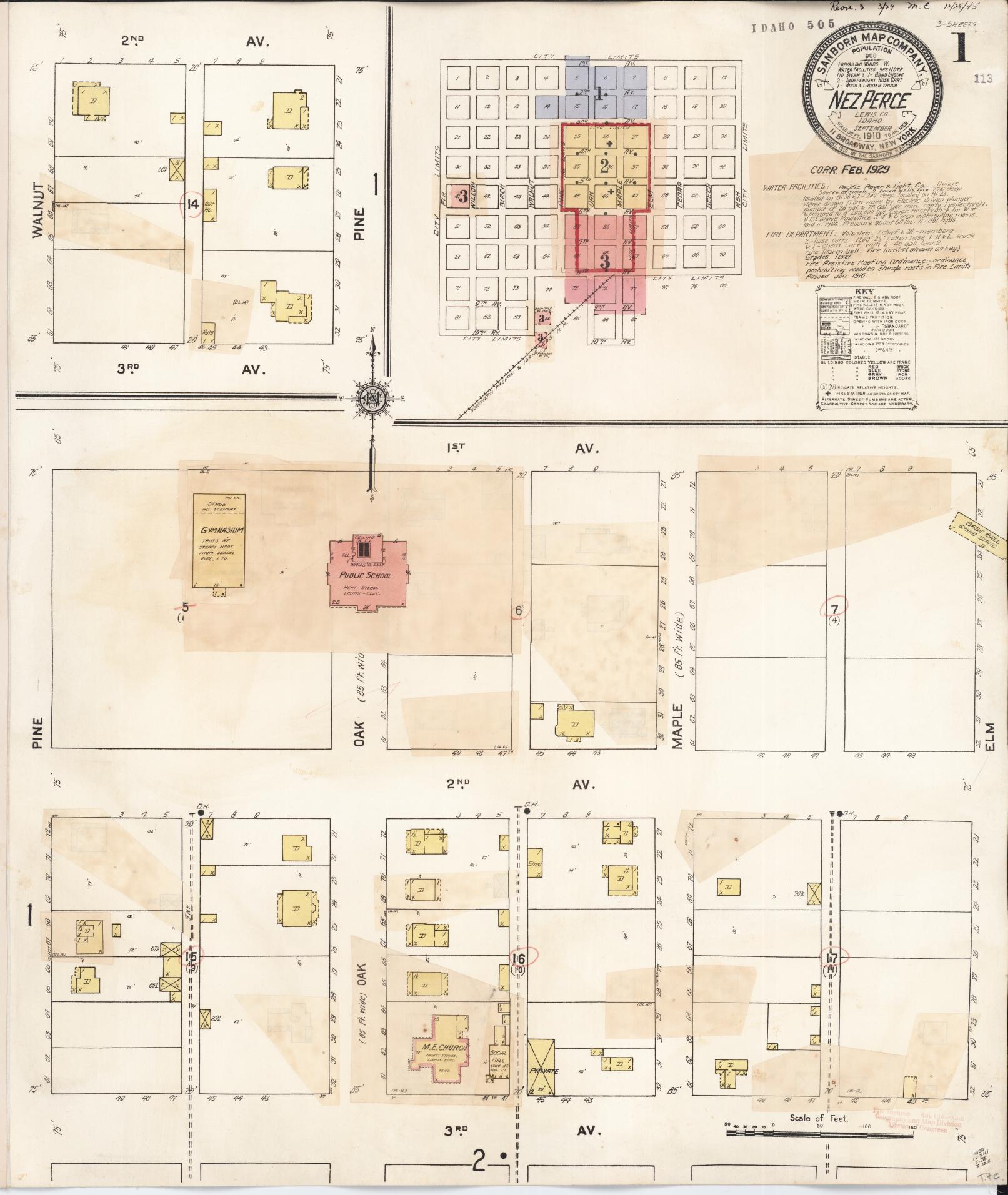 Sanborn Fire Insurance Map from Nez Perce, Lewis County, Idaho (1924), Sheet #0001 - Complete Map Set gallery image, historic Sanborn map, vintage wall art, Idaho Idaho