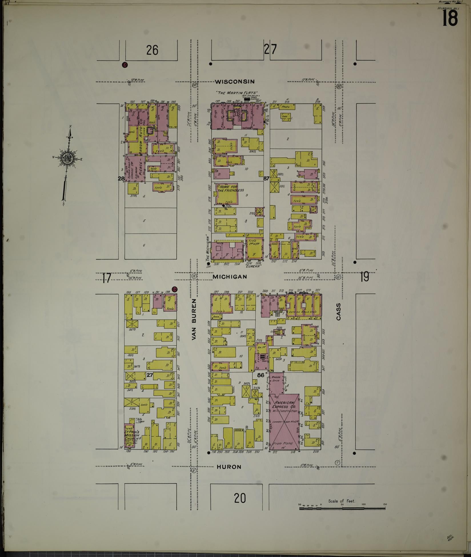 Sanborn Fire Insurance Map from Milwaukee, Milwaukee County, Wisconsin (1910), Sheet #0018 - Complete Map Set gallery image, historic Sanborn map, vintage wall art, Wisconsin Wisconsin
