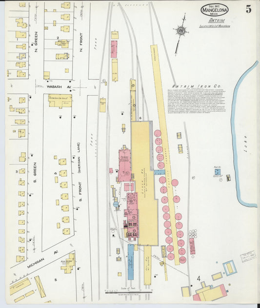 Sanborn Fire Insurance Map from Mancelona, Antrim County, Michigan (1917), Sheet #0005 - Historic Sanborn Fire Insurance Map Print, vintage old map wall art, antique decor, genealogy gift, Michigan Michigan map