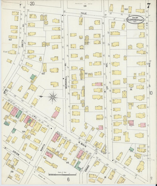 Sanborn Fire Insurance Map from Gloversville, Fulton County, New York (1897), Sheet #0007 - Historic Sanborn Fire Insurance Map Print, vintage old map wall art, antique decor, genealogy gift, New York New York map