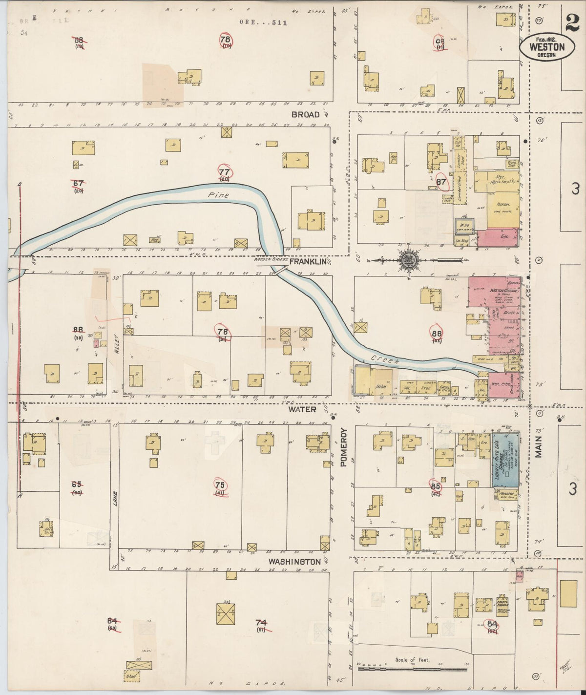 Sanborn Fire Insurance Map from Weston, Umatilla County, Oregon (1932), Sheet #0002 - Historic Sanborn Fire Insurance Map Print, vintage old map wall art, antique decor, genealogy gift, Oregon Oregon map