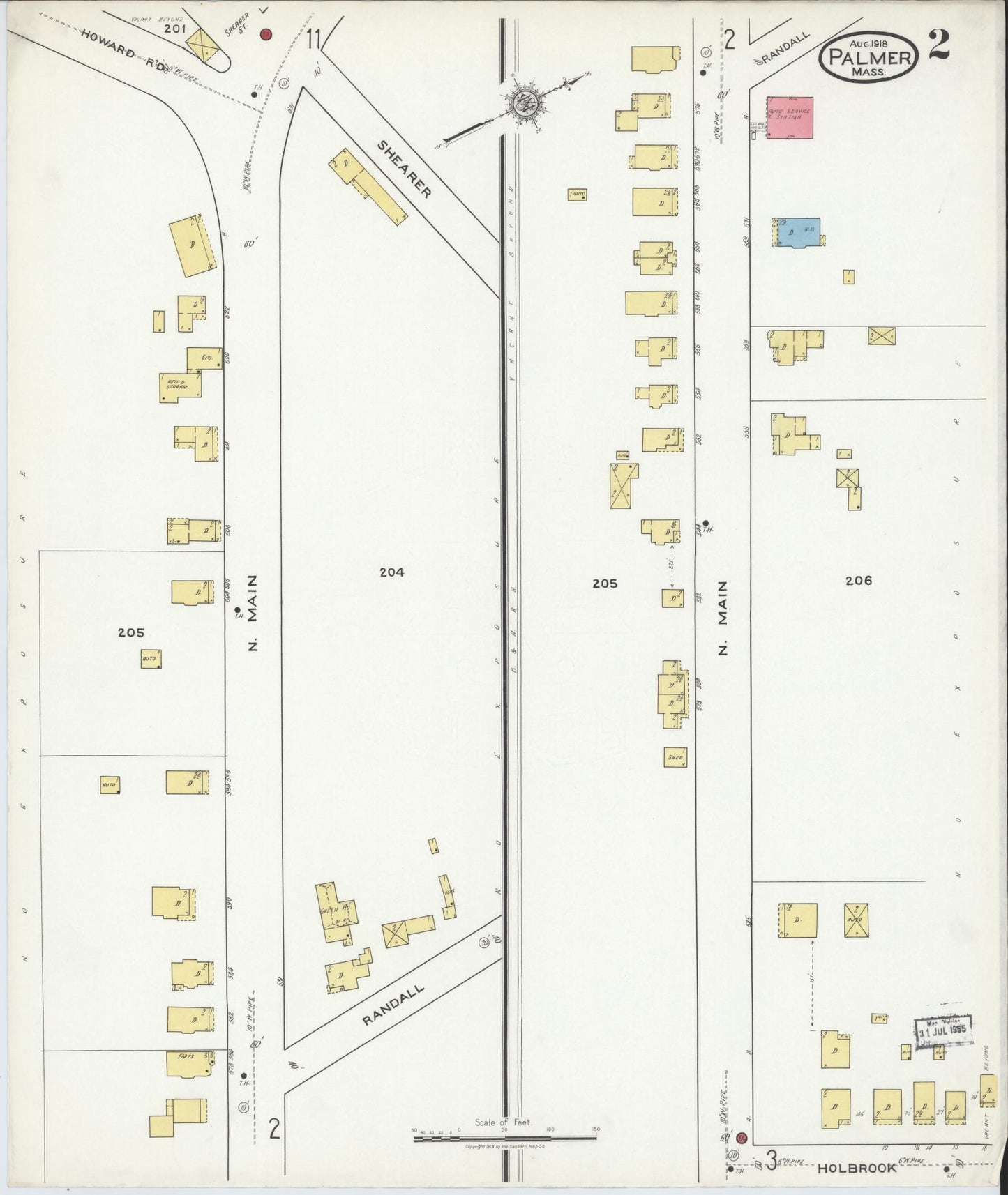 Sanborn Fire Insurance Map from Palmer, Hampden County, Massachusetts (1918), Sheet #0002 - Complete Map Set gallery image, historic Sanborn map, vintage wall art, Massachusetts Massachusetts