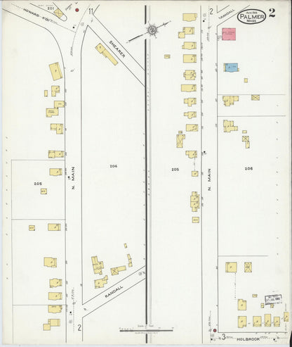 Sanborn Fire Insurance Map from Palmer, Hampden County, Massachusetts (1918), Sheet #0002 - Complete Map Set gallery image, historic Sanborn map, vintage wall art, Massachusetts Massachusetts
