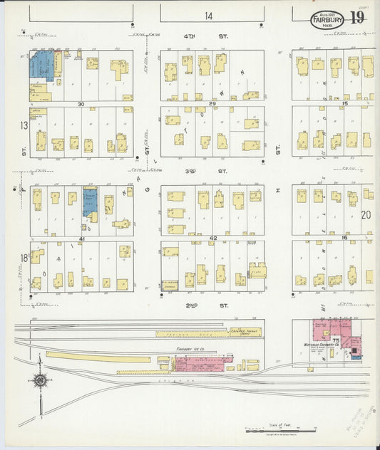 Sanborn Fire Insurance Map from Fairbury, Jefferson County, Nebraska (1921), Sheet #0019 - Historic Sanborn Fire Insurance Map Print, vintage old map wall art, antique decor, genealogy gift, Nebraska Nebraska map