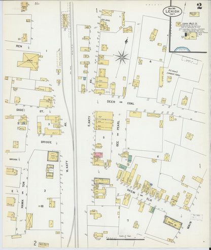 Sanborn Fire Insurance Map from Lehigh, Coal County, Oklahoma (1901), Sheet #0002 - Complete Map Set gallery image, historic Sanborn map, vintage wall art, Oklahoma Oklahoma