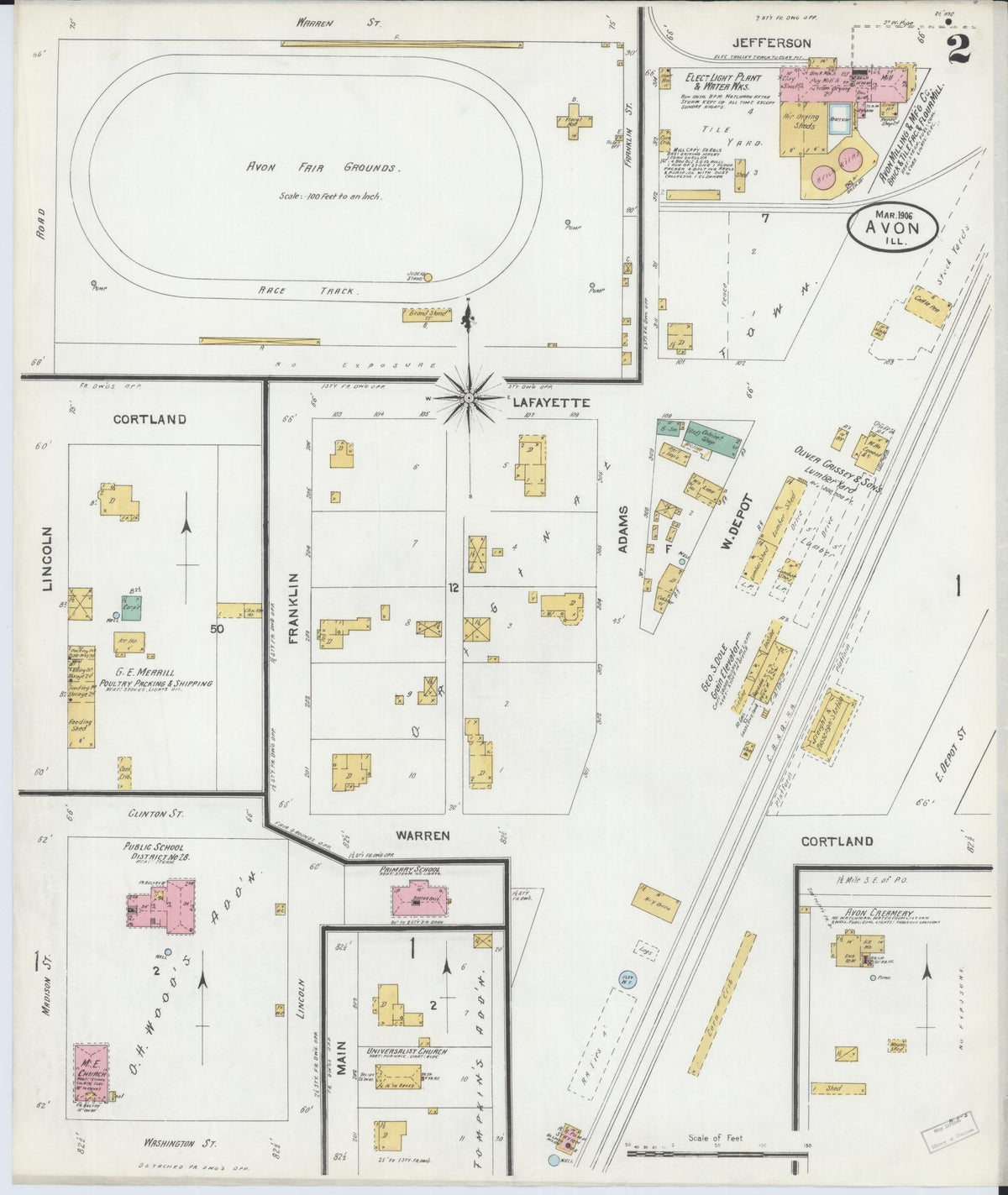 Sanborn Fire Insurance Map from Avon, Fulton County, Illinois (1906), Sheet #0002 - Complete Map Set gallery image, historic Sanborn map, vintage wall art, Illinois Illinois