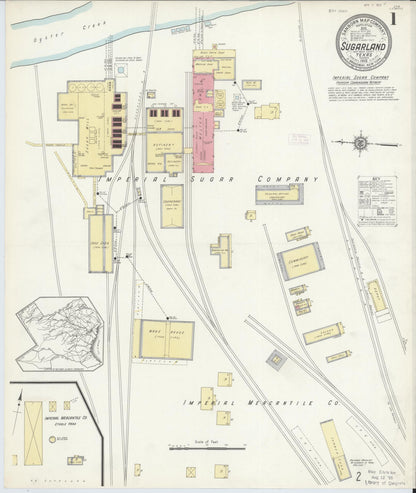 Sanborn Fire Insurance Map from Sugarland, Fort Bend County, Texas (1913), Sheet #0001 - Complete Map Set gallery image, historic Sanborn map, vintage wall art, Texas Texas