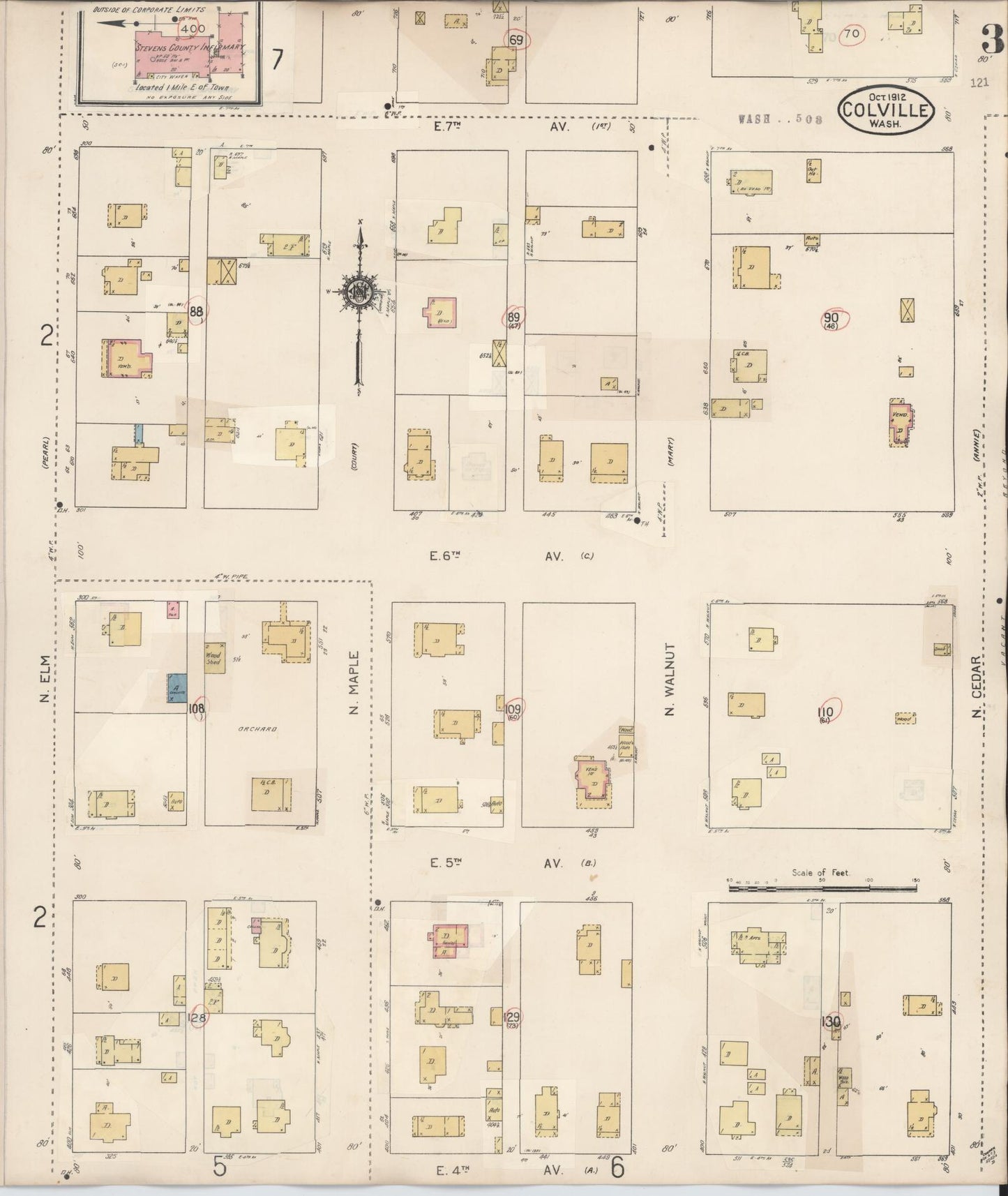 Sanborn Fire Insurance Map from Colville, Stevens County, Washington (1940), Sheet #0003 - Complete Map Set gallery image, historic Sanborn map, vintage wall art, Washington Washington