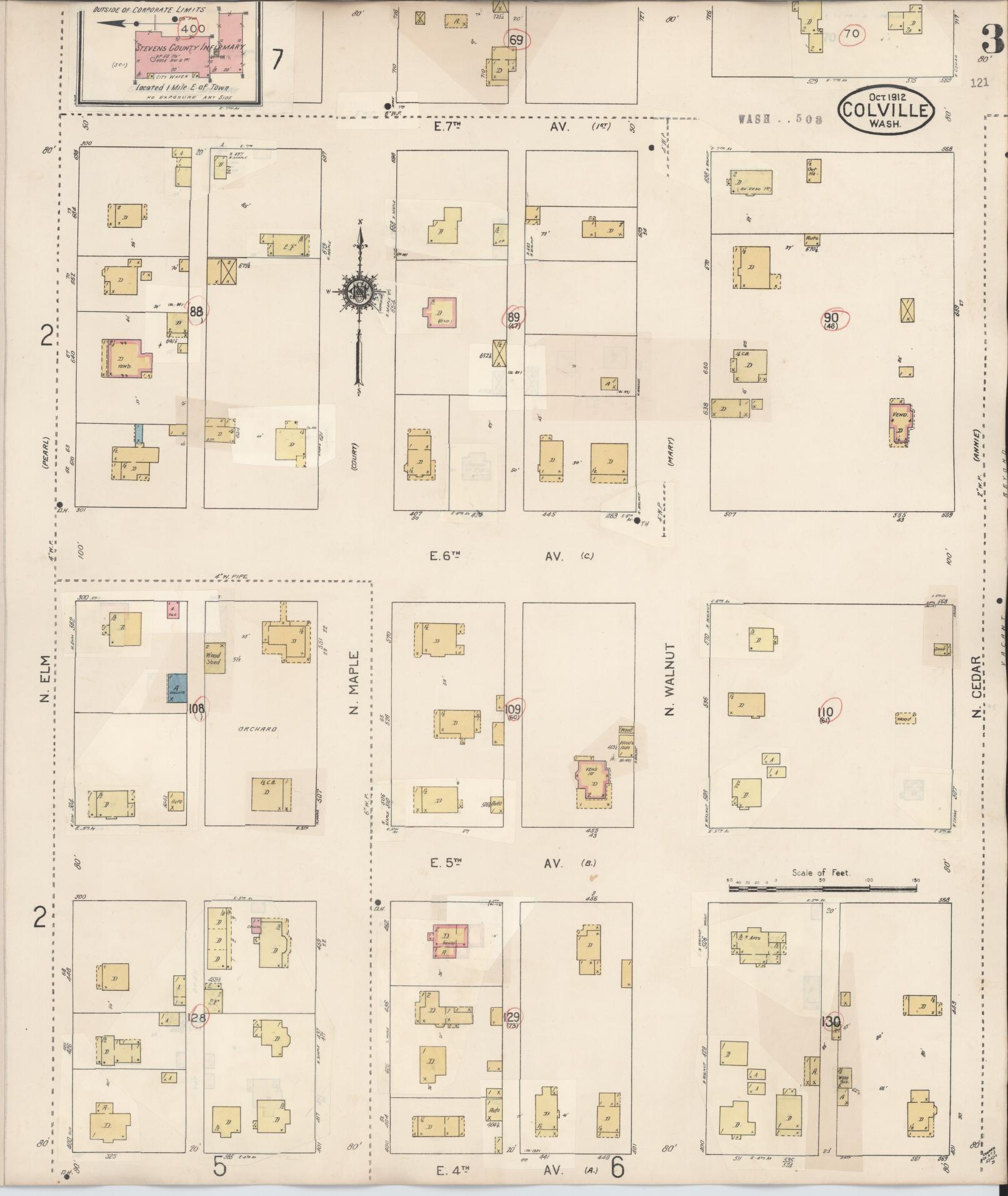 Sanborn Fire Insurance Map from Colville, Stevens County, Washington (1940), Sheet #0003 - Complete Map Set gallery image, historic Sanborn map, vintage wall art, Washington Washington