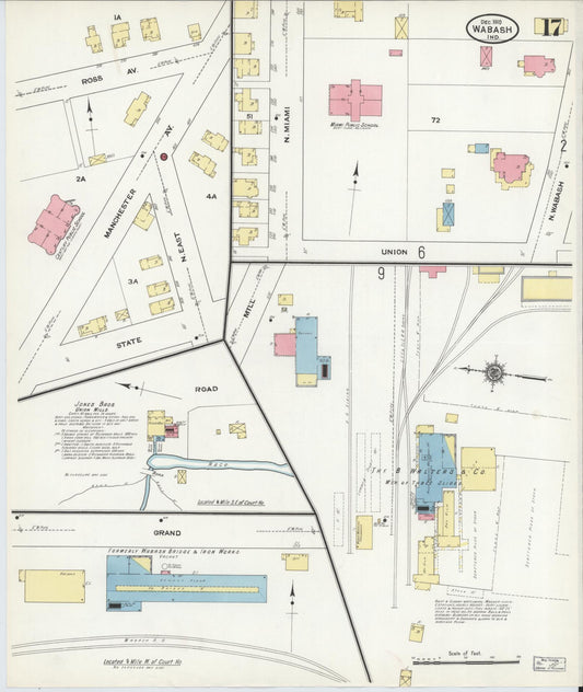 Sanborn Fire Insurance Map from Wabash, Wabash County, Indiana (1910), Sheet #0017 - Historic Sanborn Fire Insurance Map Print, vintage old map wall art, antique decor, genealogy gift, Indiana Indiana map