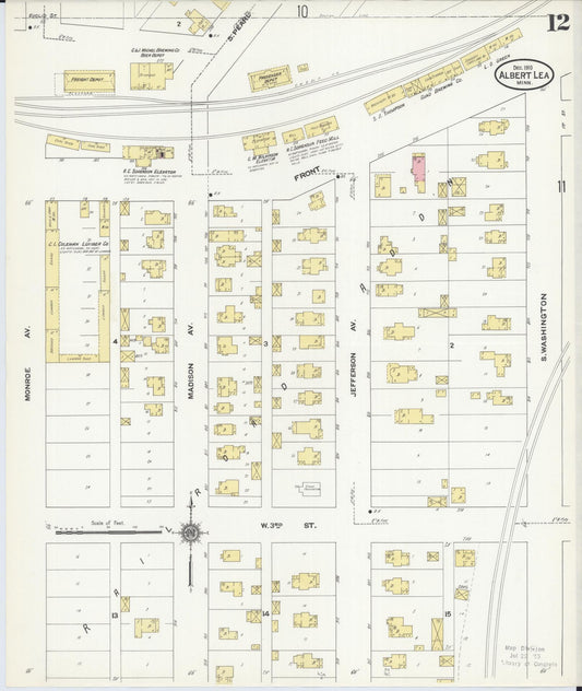 Sanborn Fire Insurance Map from Albert Lea, Freeborn County, Minnesota (1910), Sheet #0012 - Historic Sanborn Fire Insurance Map Print, vintage old map wall art, antique decor, genealogy gift, Minnesota Minnesota map