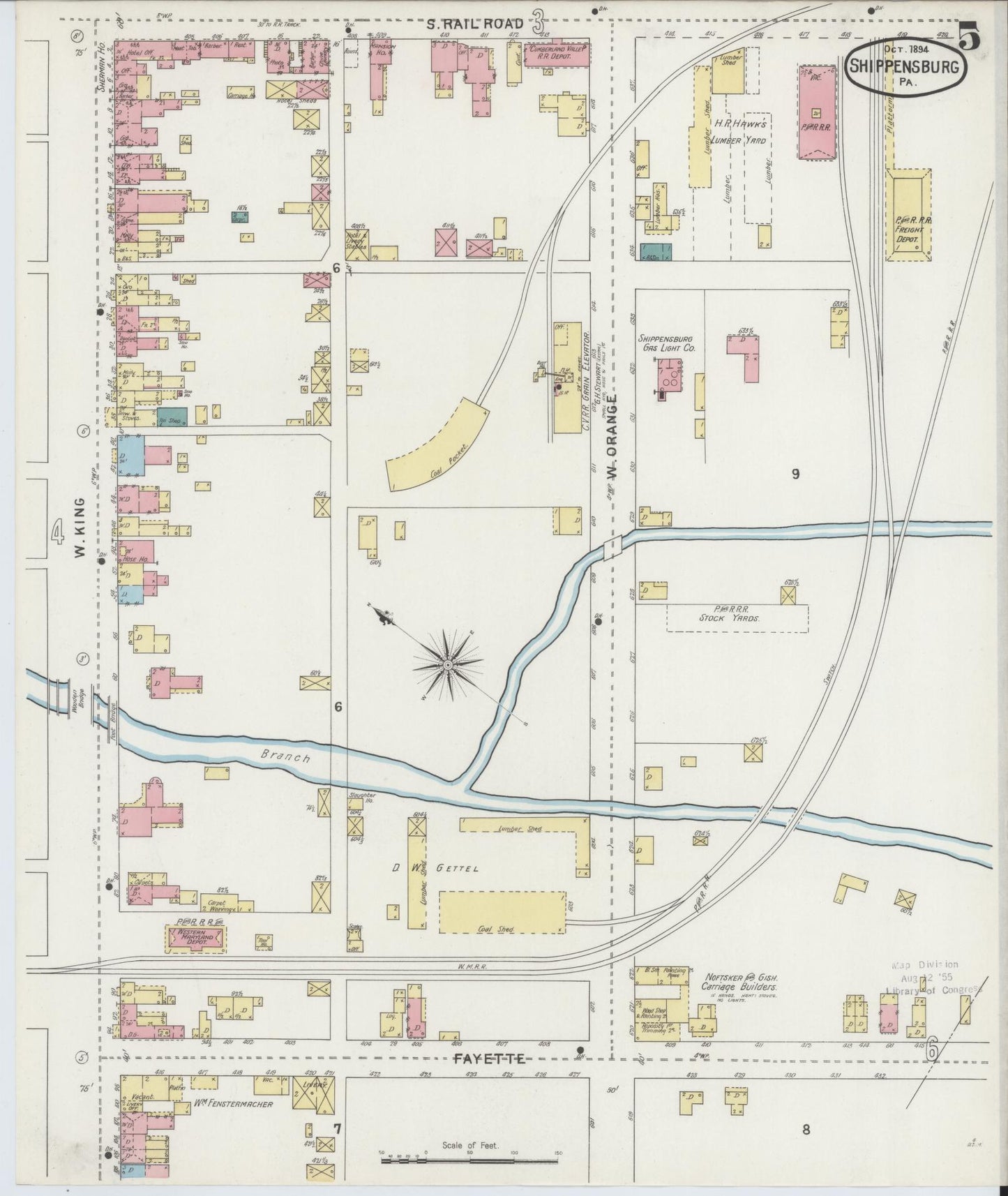 Sanborn Fire Insurance Map from Shippensburg, Cumberland And Franklin Counties, Pennsylvania (1894), Sheet #0005 - Complete Map Set gallery image, historic Sanborn map, vintage wall art, Counties Pennsylvania