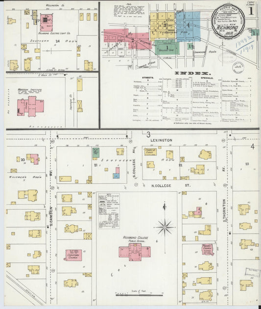 Sanborn Fire Insurance Map from Richmond, Ray County, Missouri (1899), Sheet #0001 - Complete Map Set gallery image, historic Sanborn map, vintage wall art, Missouri Missouri