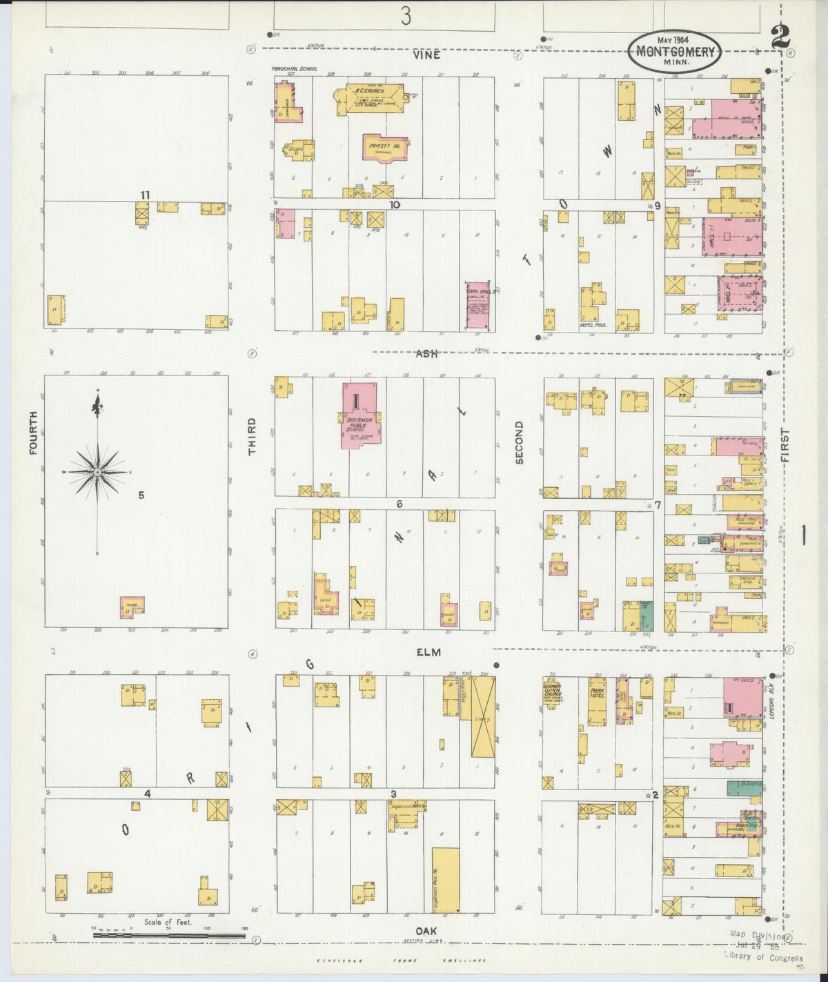 Sanborn Fire Insurance Map from Montgomery, Le Sueur  County, Minnesota (1904), Sheet #0002 - Complete Map Set gallery image, historic Sanborn map, vintage wall art, Minnesota Minnesota
