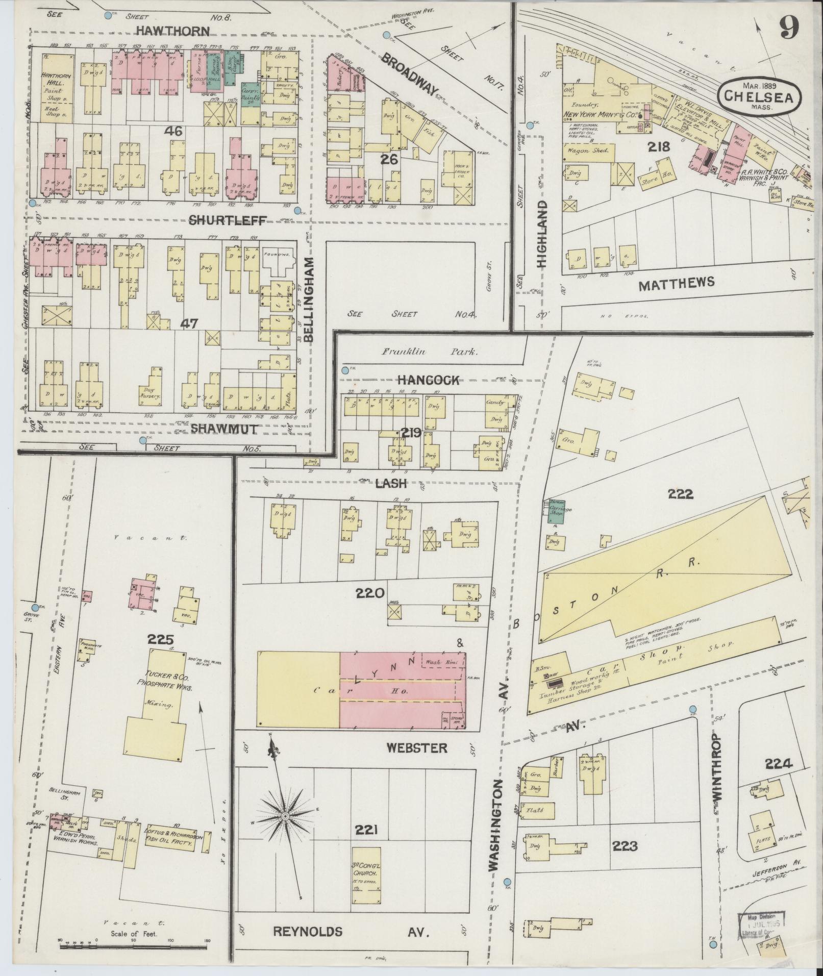 Sanborn Fire Insurance Map from Chelsea, Suffolk County, Massachusetts (1889), Sheet #0009 - Complete Map Set gallery image, historic Sanborn map, vintage wall art, Massachusetts Massachusetts