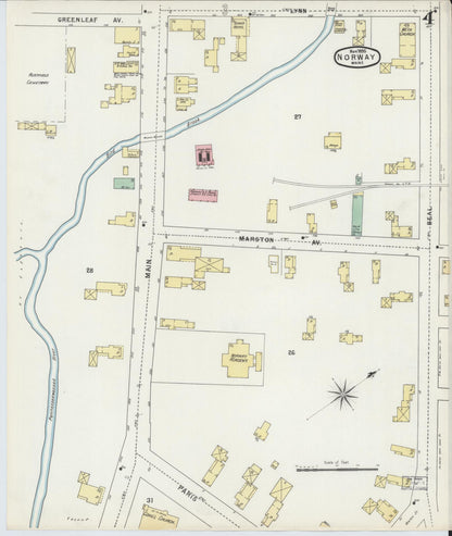 Sanborn Fire Insurance Map from Norway, Oxford County, Maine (1895), Sheet #0004 - Complete Map Set gallery image, historic Sanborn map, vintage wall art, Maine Maine
