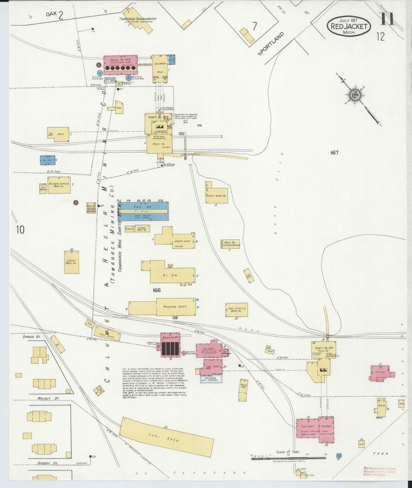 Sanborn Fire Insurance Map from Red Jacket, Houghton County, Michigan (1917), Sheet #0011 - Complete Map Set gallery image, historic Sanborn map, vintage wall art, Michigan Michigan