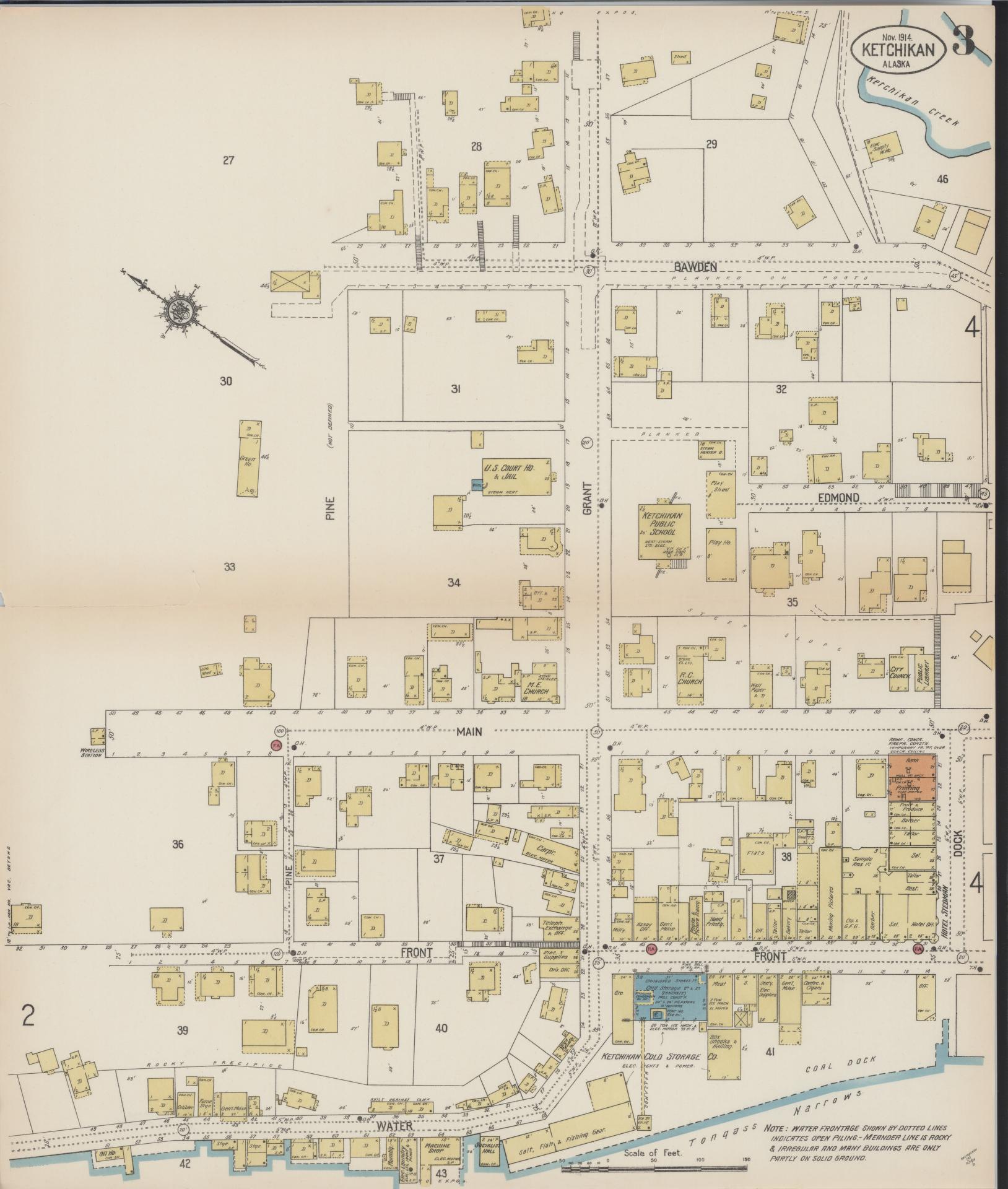ketchikan census division, Alaska - 1914 - Sanborn Fire Insurance Map, Sheet 0003 - Historic Sanborn Fire Insurance Map Print, ketchikan census division Alaska 1914 0003 vintage old map wall art