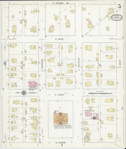 Sanborn Fire Insurance Map from Tuscola, Douglas County, Illinois (1914), Sheet #0005 - Historic Sanborn Fire Insurance Map Print, vintage old map wall art, antique decor, genealogy gift, Illinois Illinois map