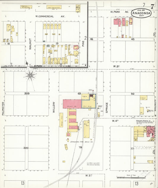Sanborn Fire Insurance Map from Anaconda, Deer Lodge County, Montana (1896), Sheet #0007 - Historic Sanborn Fire Insurance Map Print, vintage old map wall art, antique decor, genealogy gift, Montana Montana map