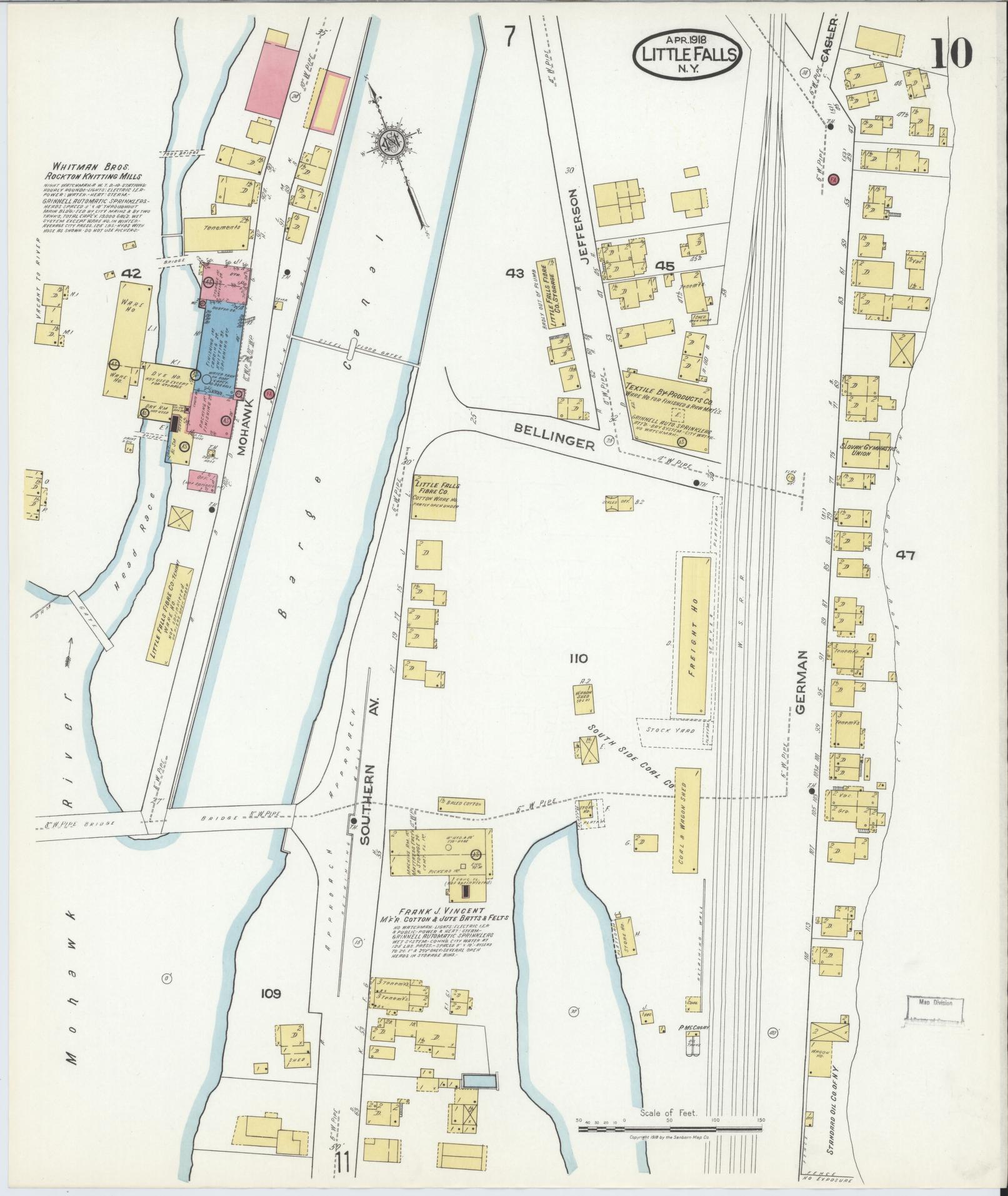 Sanborn Fire Insurance Map from Little Falls, Herkimer County, New York (1918), Sheet #0010 - Complete Map Set gallery image, historic Sanborn map, vintage wall art, New York New York