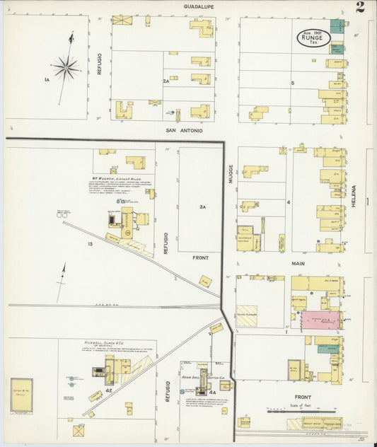 Sanborn Fire Insurance Map from Runge, Karnes County, Texas (1907), Sheet #0002 - Historic Sanborn Fire Insurance Map Print, vintage old map wall art, antique decor, genealogy gift, Texas Texas map