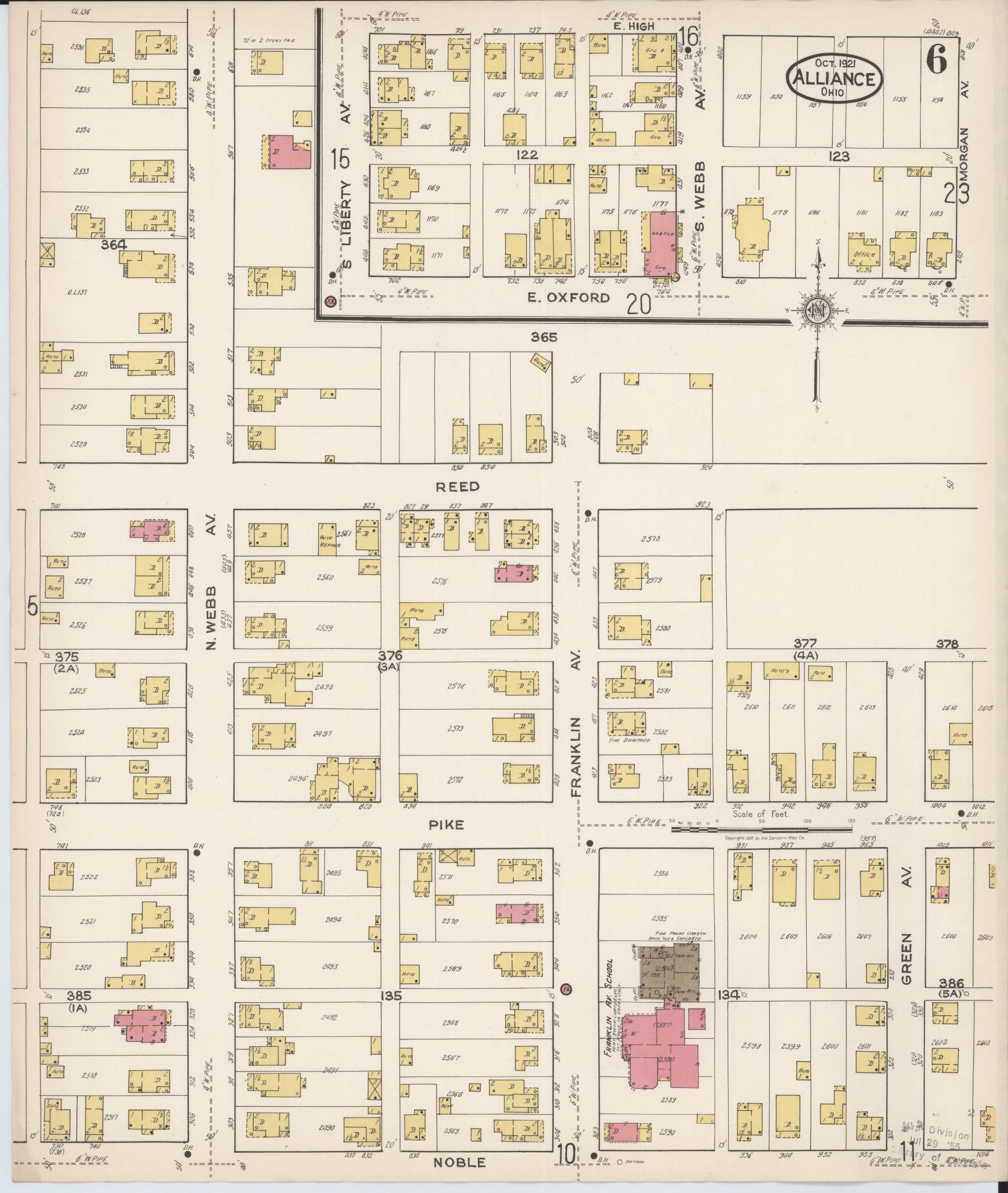 Sanborn Fire Insurance Map from Alliance, Stark County, Ohio (1921), Sheet #0006 - Complete Map Set gallery image, historic Sanborn map, vintage wall art, Ohio Ohio