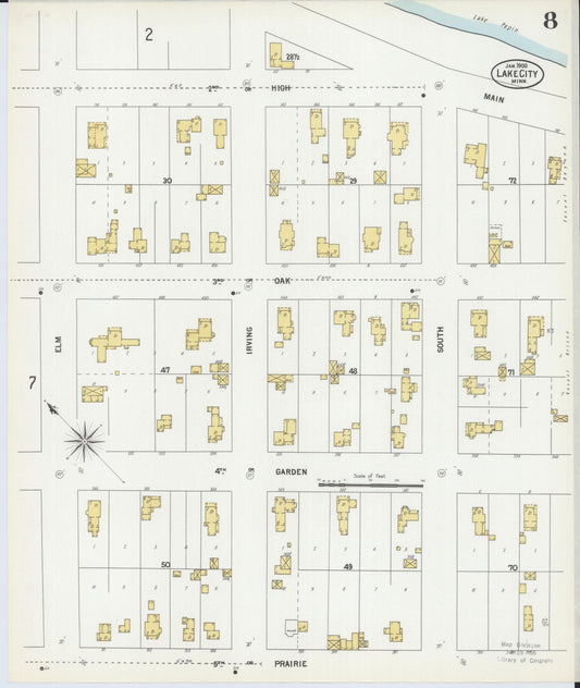 Sanborn Fire Insurance Map from Lake City, Wabasha County, Minnesota (1900), Sheet #0008 - Historic Sanborn Fire Insurance Map Print, vintage old map wall art, antique decor, genealogy gift, Minnesota Minnesota map