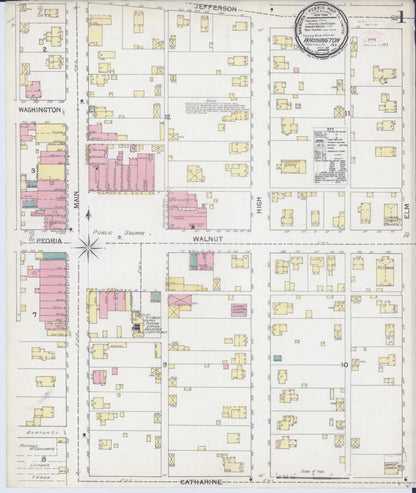 Sanborn Fire Insurance Map from Washington, Tazewell County, Illinois (1892), Sheet #0001 - Complete Map Set gallery image, historic Sanborn map, vintage wall art, Washington Washington