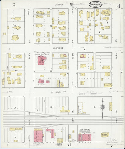 Sanborn Fire Insurance Map from Brainerd, Crow Wing County, Minnesota (1917), Sheet #0004 - Historic Sanborn Fire Insurance Map Print, vintage old map wall art, antique decor, genealogy gift, Minnesota Minnesota map
