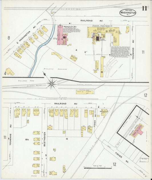 Sanborn Fire Insurance Map from Washington, Warren County, New Jersey (1909), Sheet #0011 - Historic Sanborn Fire Insurance Map Print, vintage old map wall art, antique decor, genealogy gift, Washington Washington map