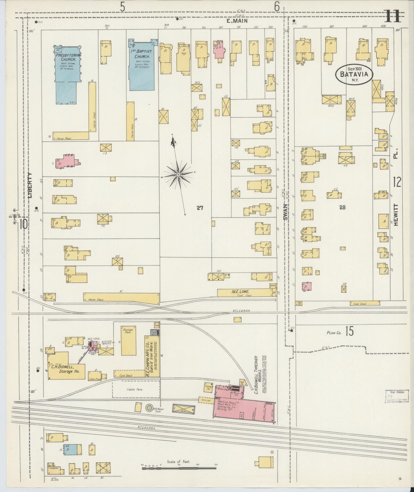 Sanborn Fire Insurance Map from Batavia, Genesee County, New York (1901), Sheet #0011 - Complete Map Set gallery image, historic Sanborn map, vintage wall art, New York New York