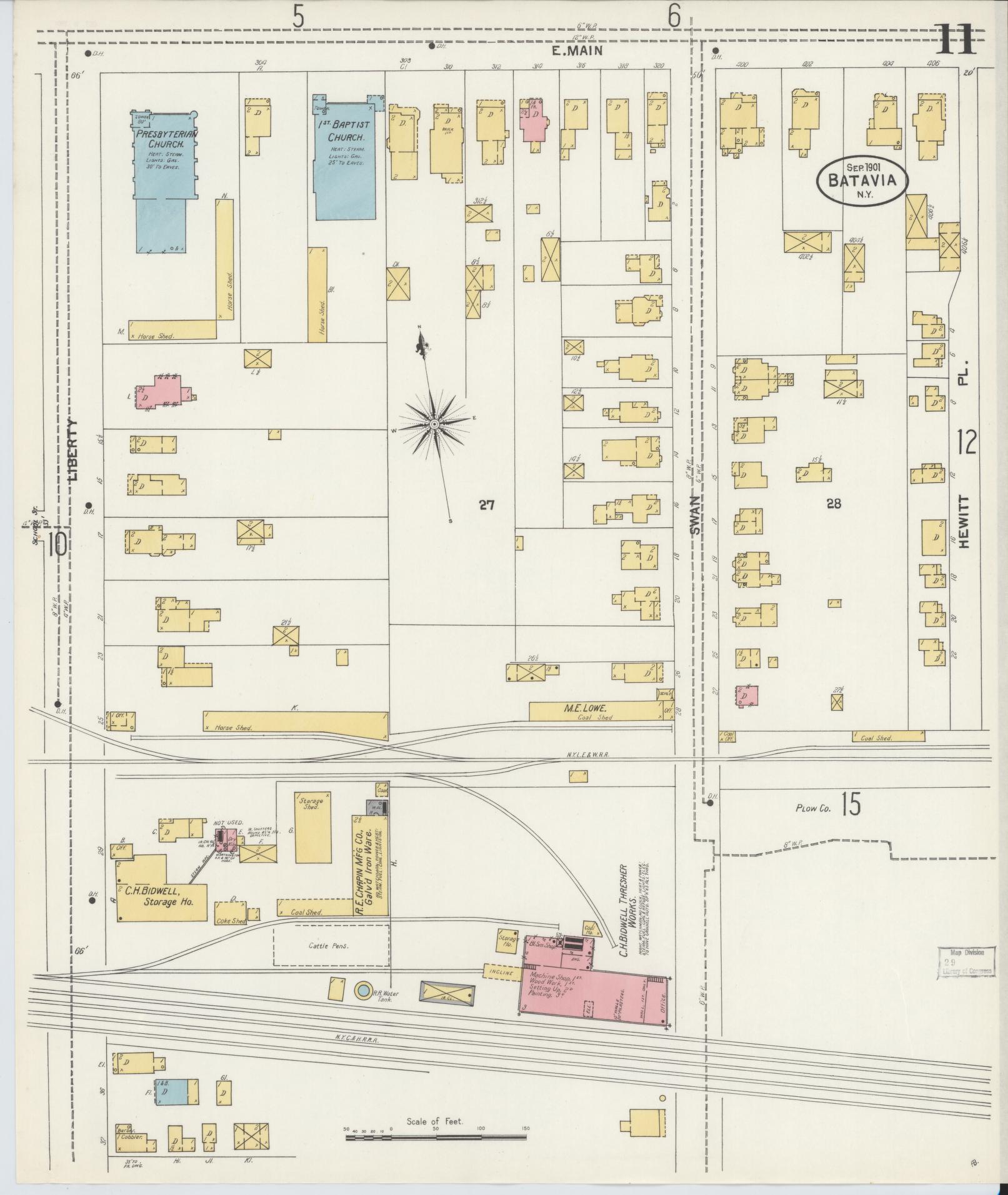 Sanborn Fire Insurance Map from Batavia, Genesee County, New York (1901), Sheet #0011 - Complete Map Set gallery image, historic Sanborn map, vintage wall art, New York New York