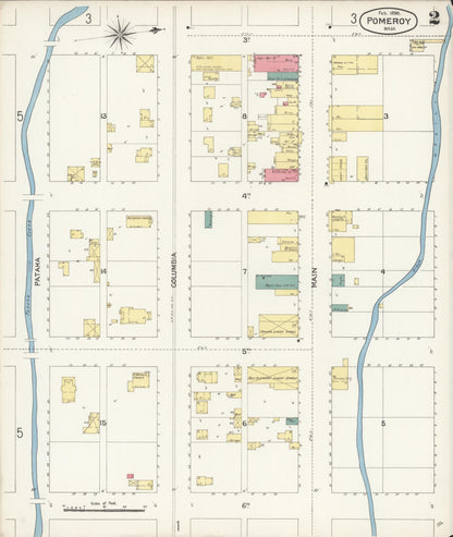 Sanborn Fire Insurance Map from Pomeroy, Garfield County, Washington (1896), Sheet #0002 - Complete Map Set gallery image, historic Sanborn map, vintage wall art, Washington Washington