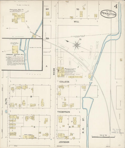 Sanborn Fire Insurance Map from Pendleton, Umatilla County, Oregon (1888), Sheet #0004 - Complete Map Set gallery image, historic Sanborn map, vintage wall art, Oregon Oregon