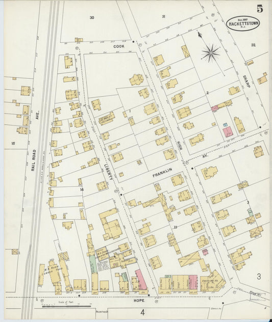 Sanborn Fire Insurance Map from Hackettstown, Warren County, New Jersey (1897), Sheet #0005 - Historic Sanborn Fire Insurance Map Print, vintage old map wall art, antique decor, genealogy gift, New Jersey New Jersey map