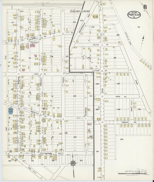 Sanborn Fire Insurance Map from Portage, Cambria County, Pennsylvania (1916), Sheet #0008 - Historic Sanborn Fire Insurance Map Print, vintage old map wall art, antique decor, genealogy gift, Pennsylvania Pennsylvania map