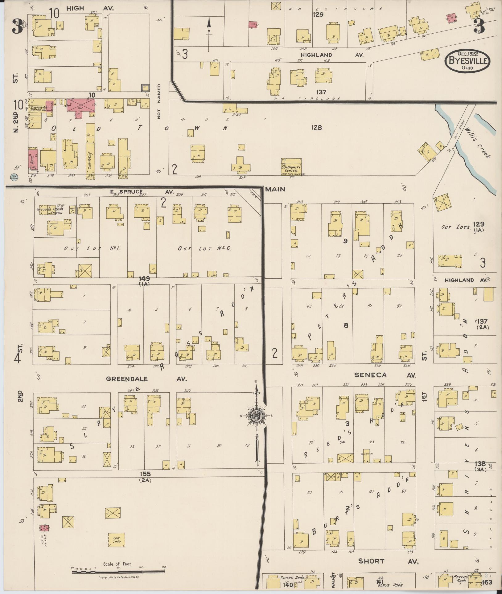Sanborn Fire Insurance Map from Byesville, Guernsey County, Ohio (1922), Sheet #0003 - Historic Sanborn Fire Insurance Map Print, vintage old map wall art, antique decor, genealogy gift, Ohio Ohio map