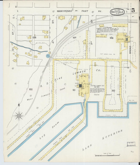 Sanborn Fire Insurance Map from Bayfield, Bayfield County, Wisconsin (1892), Sheet #0005 - Historic Sanborn Fire Insurance Map Print, vintage old map wall art, antique decor, genealogy gift, Wisconsin Wisconsin map