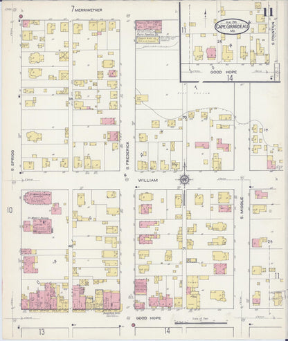 Sanborn Fire Insurance Map from Cape Girardeau, Cape Girardeau County, Missouri (1915), Sheet #0011 - Complete Map Set gallery image, historic Sanborn map, vintage wall art, Missouri Missouri