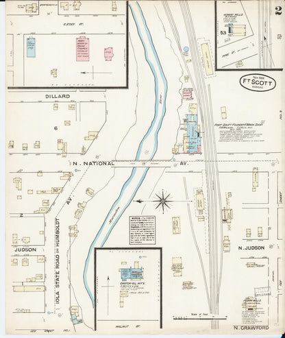 Sanborn Fire Insurance Map from Fort Scott, Bourbon County, Kansas (1884), Sheet #0002 - Complete Map Set gallery image, historic Sanborn map, vintage wall art, Kansas Kansas