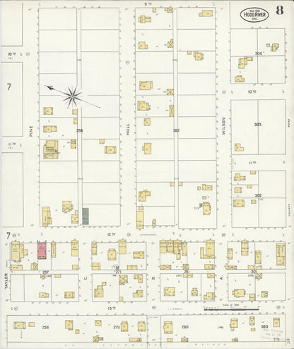 Sanborn Fire Insurance Map from Hood River, Hood River County, Oregon (1909), Sheet #0008 - Complete Map Set gallery image, historic Sanborn map, vintage wall art, Oregon Oregon