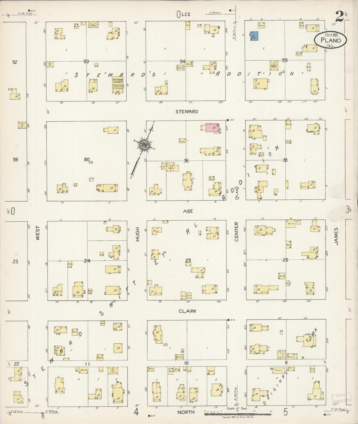 Sanborn Fire Insurance Map from Plano, Kendall County, Illinois (1921), Sheet #0002 - Historic Sanborn Fire Insurance Map Print, vintage old map wall art, antique decor, genealogy gift, Illinois Illinois map